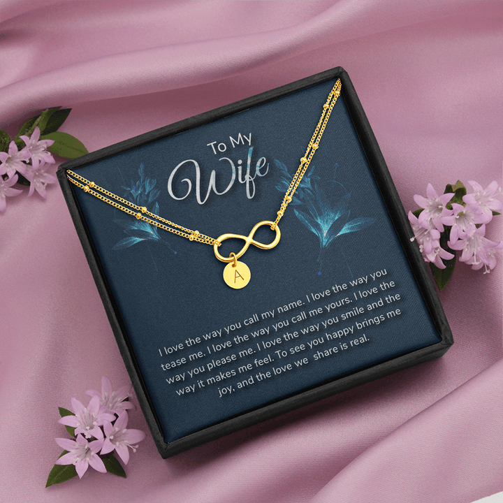 To my wife-I love the way Gold Infinity Bracelet +1 charm