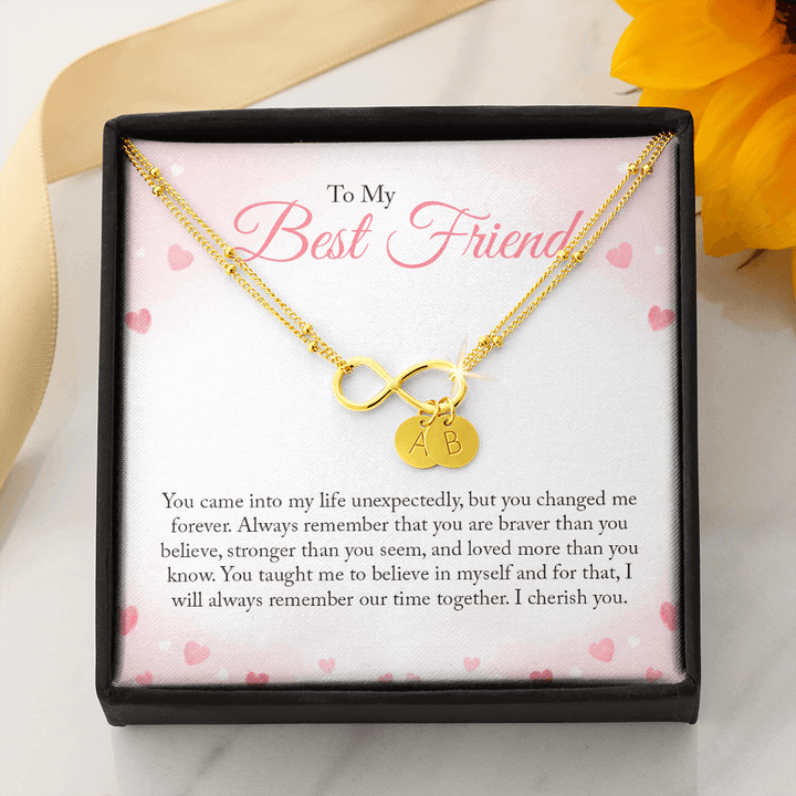 To my Bestie you came into my life unexpectedly 2 Gold Infinity Bracelet +1 charm