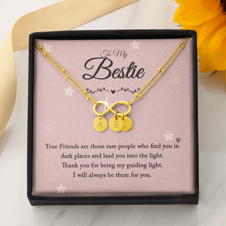 To my bestie-True Friends are those Gold Infinity Bracelet +1 charm