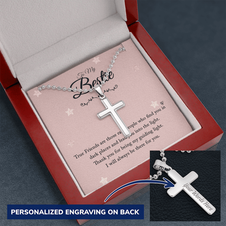 To my bestie-True Friends are those Personalized Cross Necklace (ball Chain)