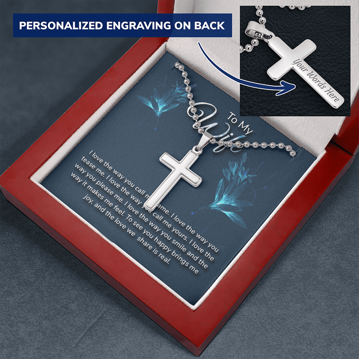 To my wife-I love the way Personalized Cross Necklace (ball Chain)