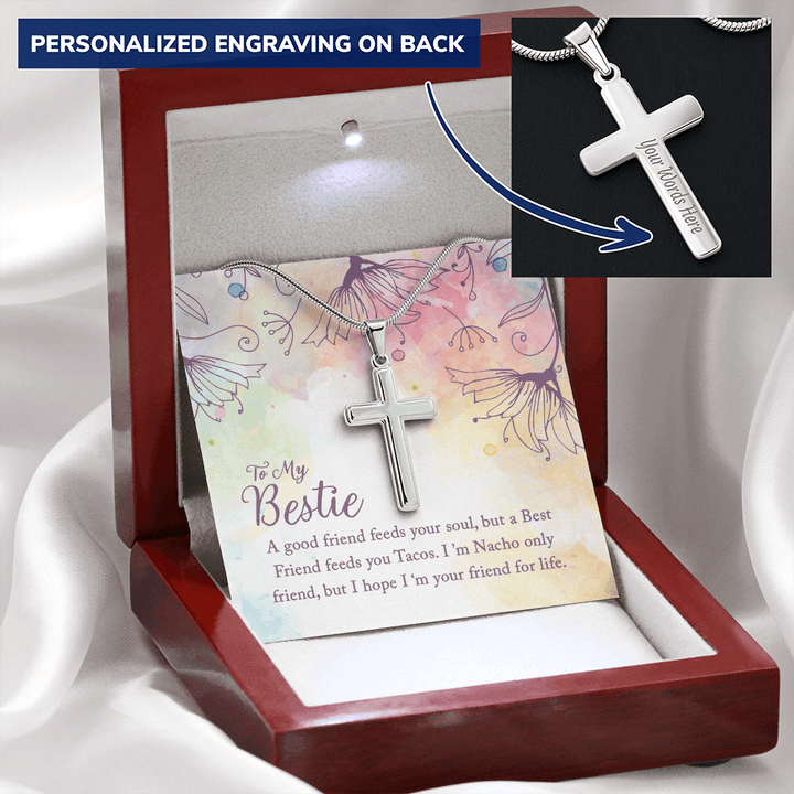 To my Bestie-A good friend feeds your soul Personalize Cross Necklace