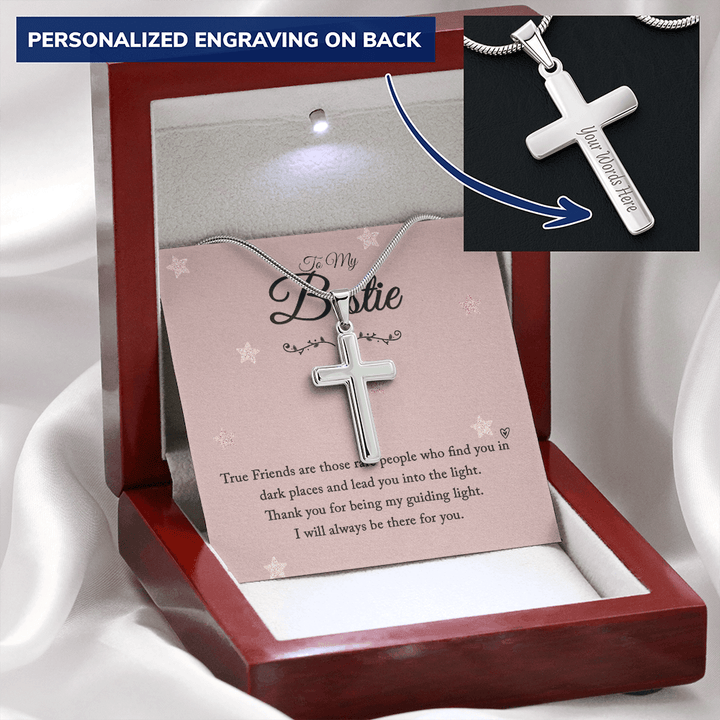 To my bestie-True Friends are those Personalize Cross Necklace