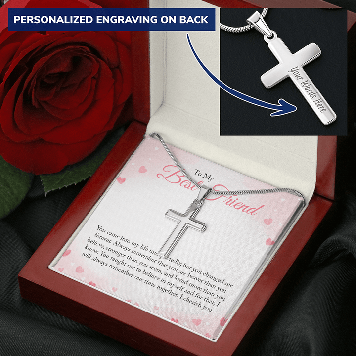 To my Bestie you came into my life unexpectedly 2 Personalize Cross Necklace
