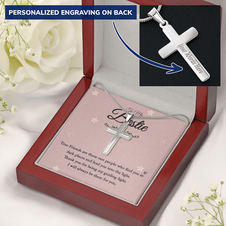 To my bestie-True Friends are those Personalize Cross Necklace