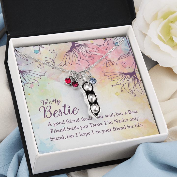 To my Bestie-A good friend feeds your soul Peas in POD Necklace