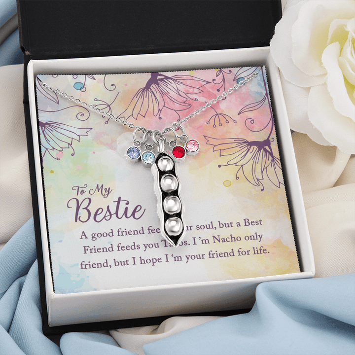To my Bestie-A good friend feeds your soul Peas in POD Necklace