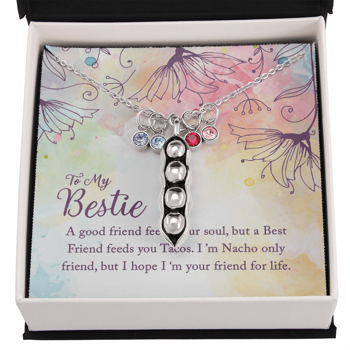 To my Bestie-A good friend feeds your soul Peas in POD Necklace
