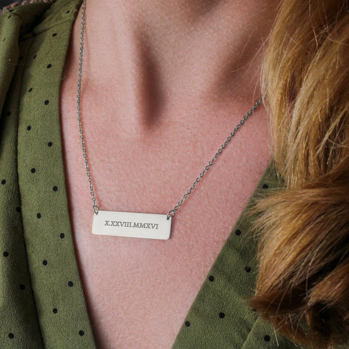 To My Daughter - I am so pround of the person you are today Horizontal bar pendent - Roman Numbers