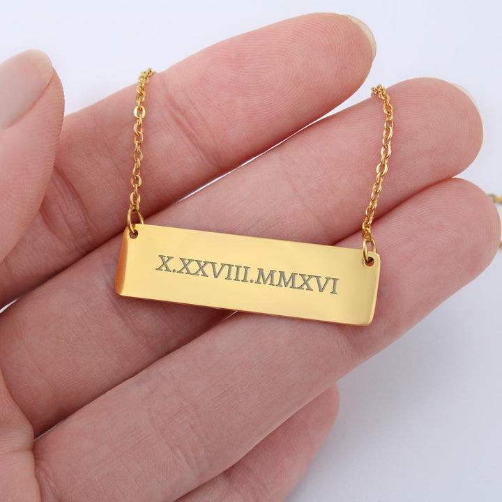 To My Daughter - I am so pround of the person you are today Horizontal bar pendent - Roman Numbers
