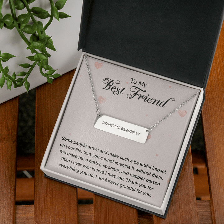 To my Best Friend-Some people arrive Coordinate Horizontal Bar Pendent