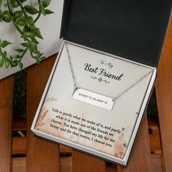 To my Best Friend-Life is partly (1) Coordinate Horizontal Bar Pendent