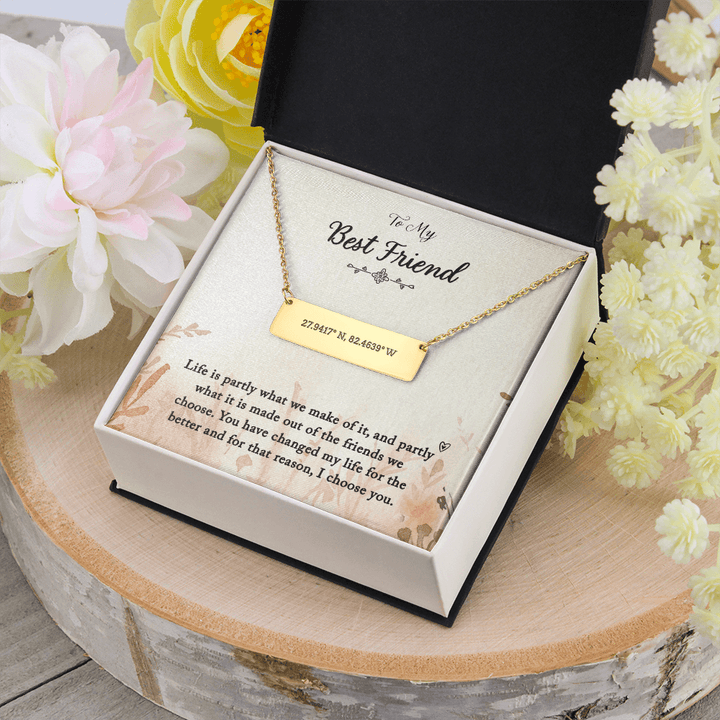 To my Best Friend-Life is partly (1) Coordinate Horizontal Bar Pendent