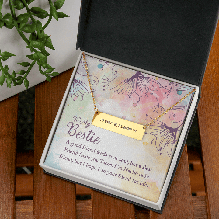 To my Bestie-A good friend feeds your soul Coordinate Horizontal Bar Pendent