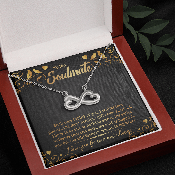 To My Soulmate - Each time I think of you Infinity Heart Necklace