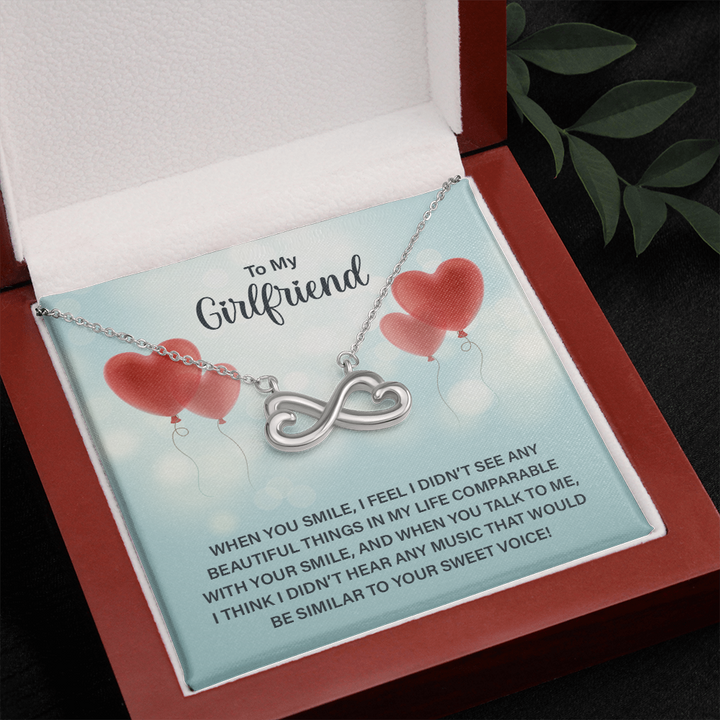 To My Girlfriend - When you smile Infinity Heart Necklace