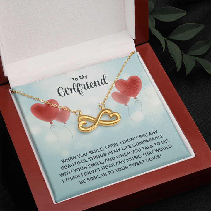 To My Girlfriend - When you smile Infinity Heart Necklace