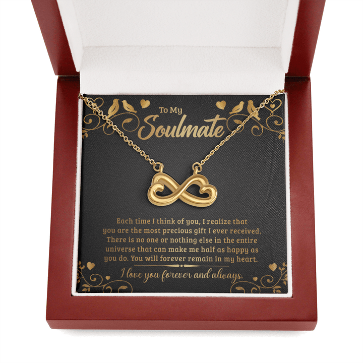 To My Soulmate - Each time I think of you Infinity Heart Necklace