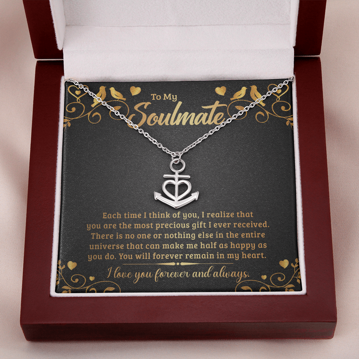 To My Soulmate - Each time I think of you Anchor Necklace