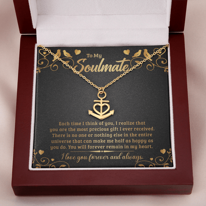 To My Soulmate - Each time I think of you Anchor Necklace