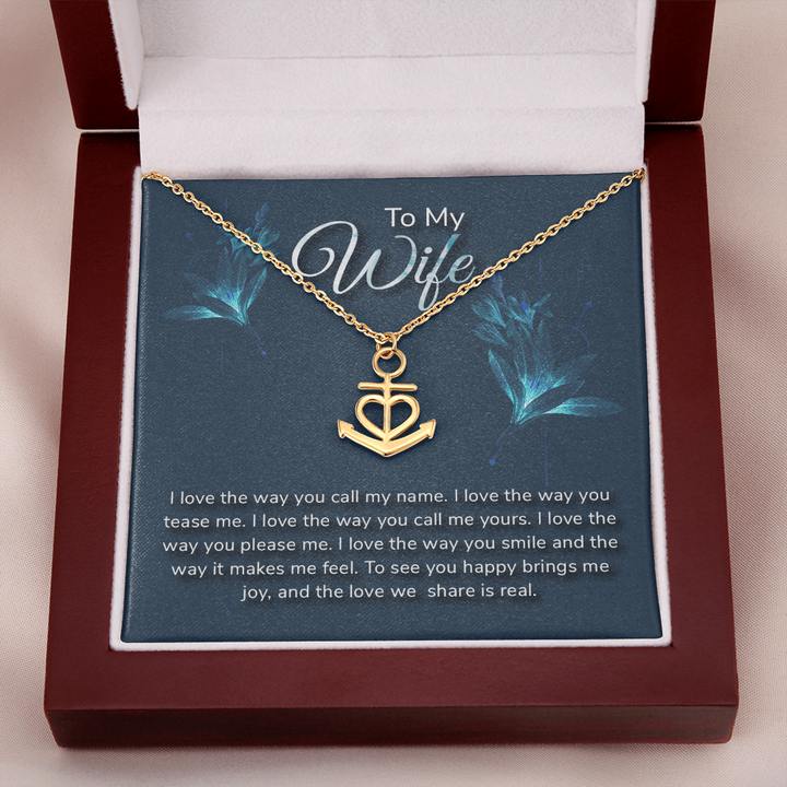 To my wife-I love the way Anchor Necklace