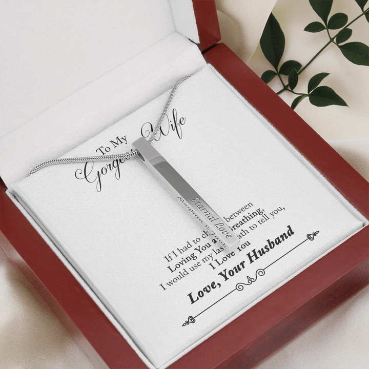 4 Sided Engraved Pendent ( For Gorgeous Wife )