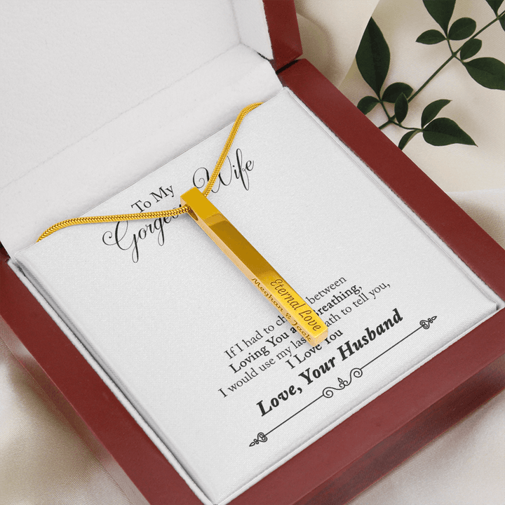 4 Sided Engraved Pendent ( For Gorgeous Wife )