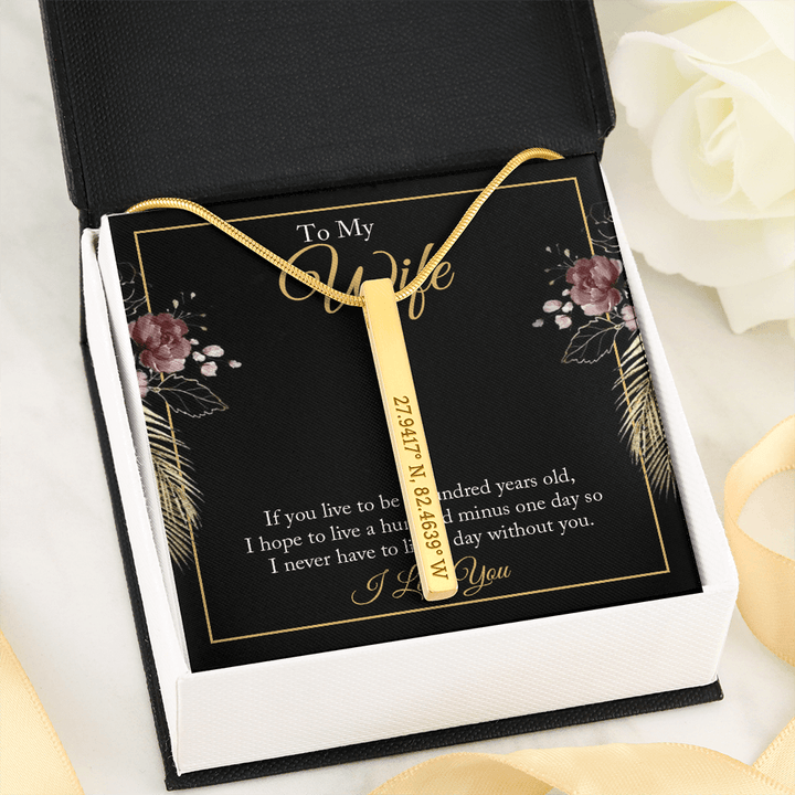 To My wife - if you live to be a hundred years old Coordinates Vertical Stick