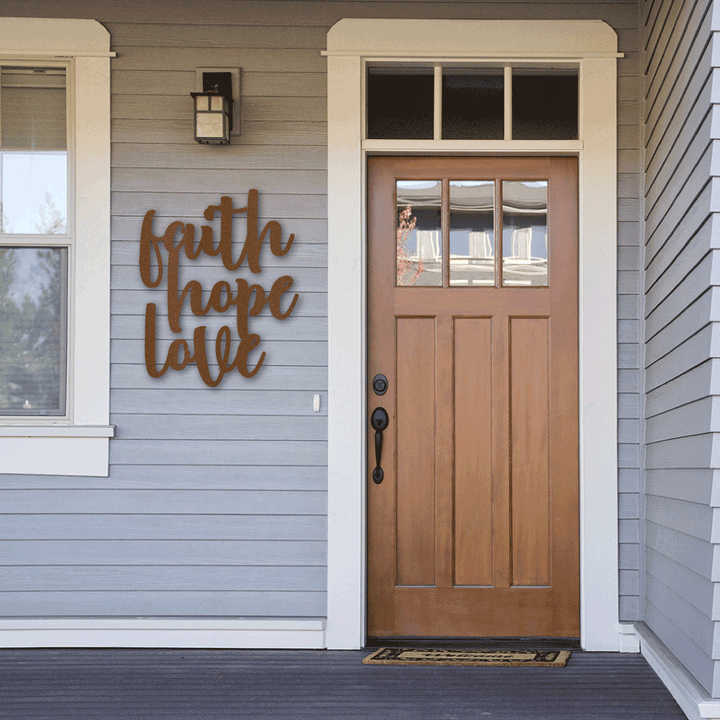 Faith Hope Love Steel Sign