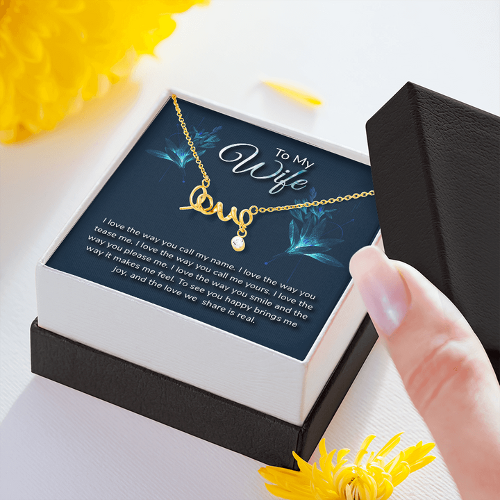 To my wife-I love the way love Necklace