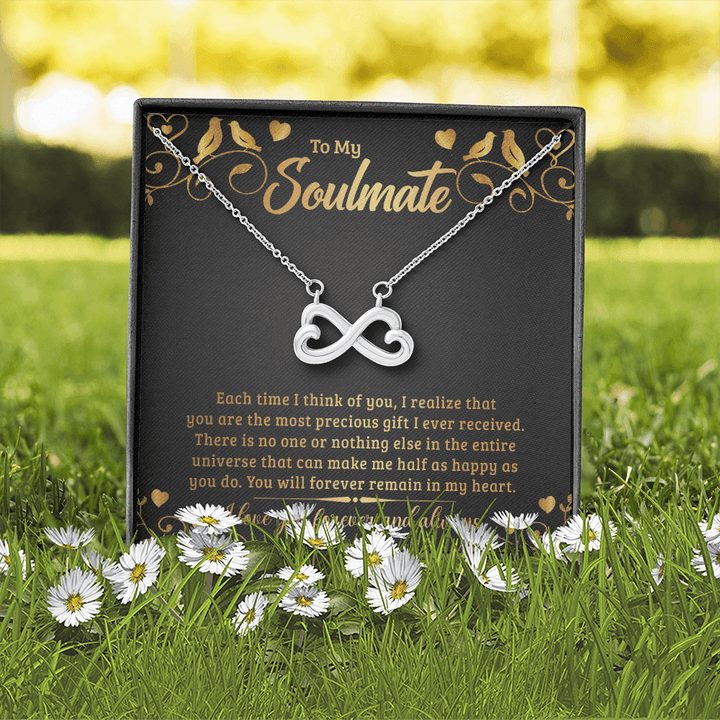 To My Soulmate - Each time I think of you Infinity Heart Necklace