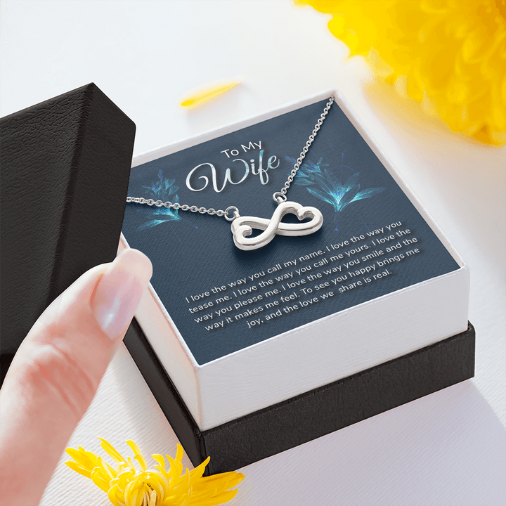 To my wife-I love the way Infinity Heart Necklace