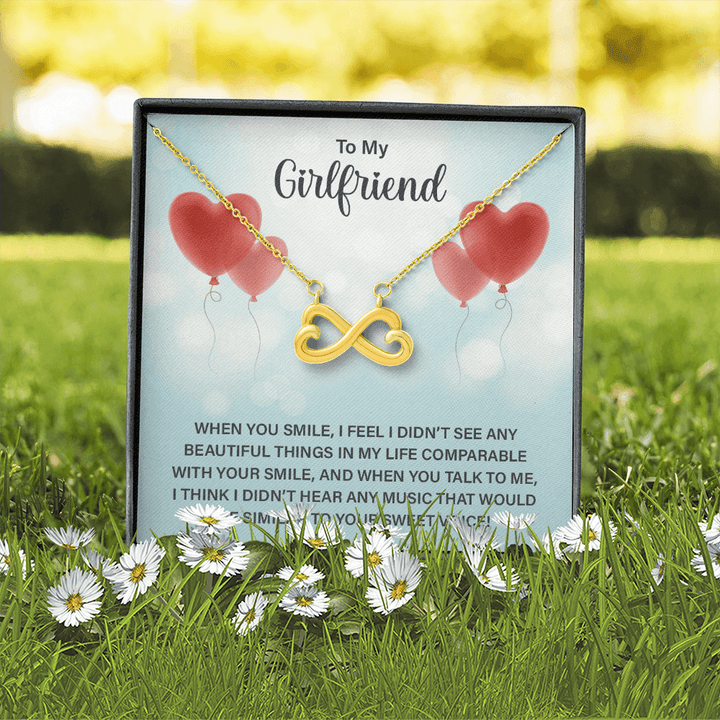 To My Girlfriend - When you smile Infinity Heart Necklace