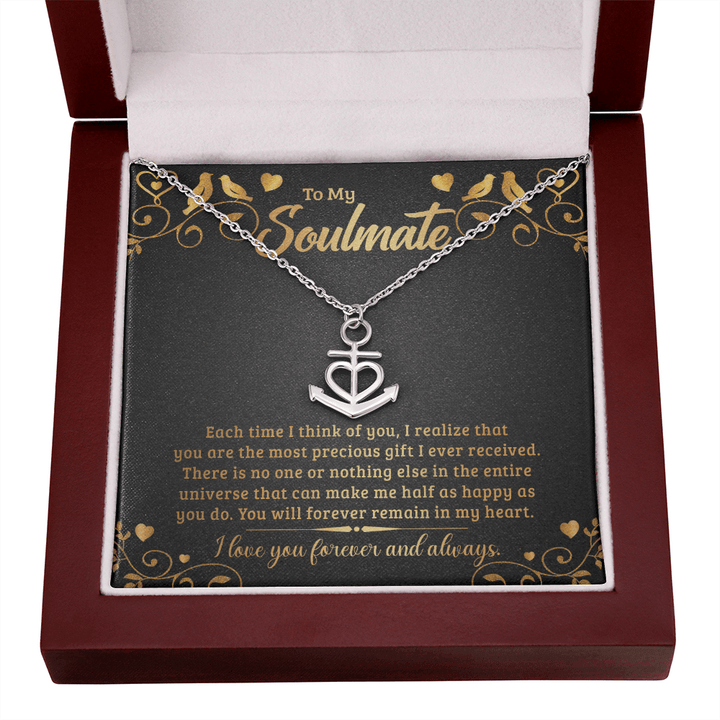 To My Soulmate - Each time I think of you Anchor Necklace