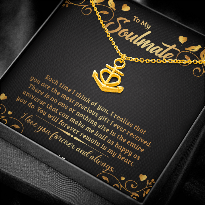 To My Soulmate - Each time I think of you Anchor Necklace
