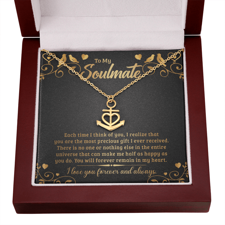 To My Soulmate - Each time I think of you Anchor Necklace