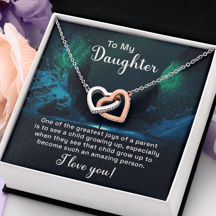 To my daughter - one of the greatest joys of a parent Interlocking heart Necklace