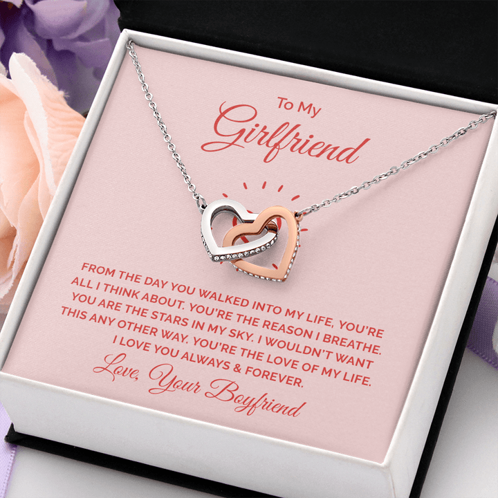 To My Girlfriend - From the day you walked into my life Interlocking heart Necklace