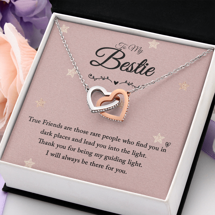 To my bestie-True Friends are those Interlocking heart Necklace