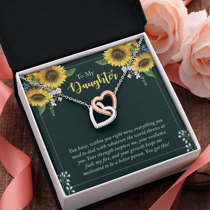 To My Daughter - you have within you right now Interlocking heart Necklace
