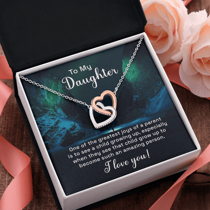 To my daughter - one of the greatest joys of a parent Interlocking heart Necklace