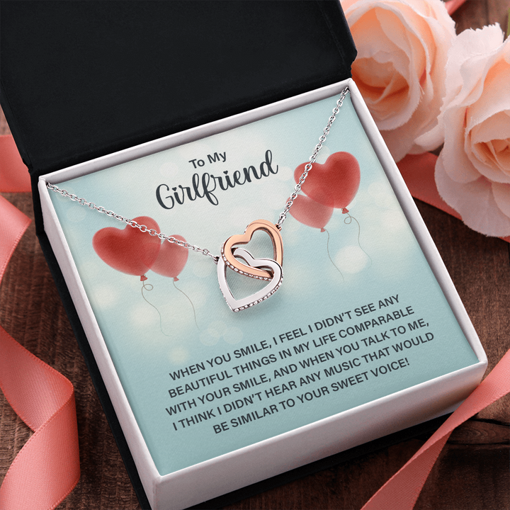 To My Girlfriend - When you smile Interlocking heart Necklace