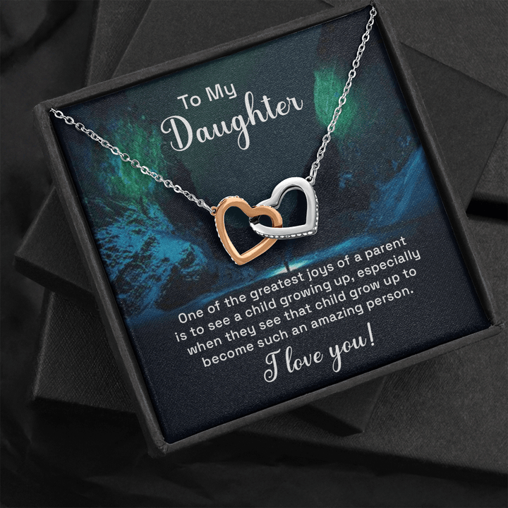 To my daughter - one of the greatest joys of a parent Interlocking heart Necklace
