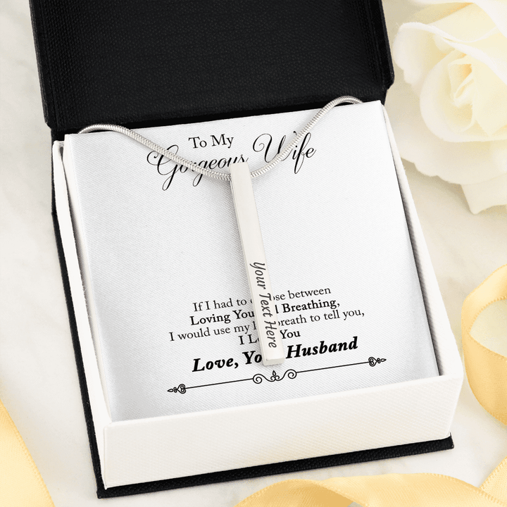 4 Sided Engraved Pendent ( For Gorgeous Wife )