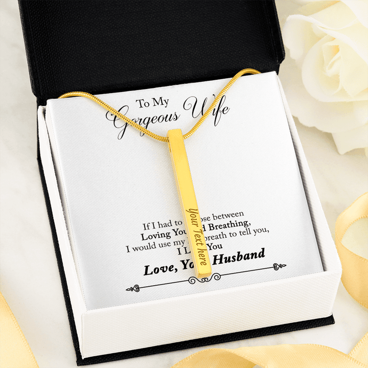 4 Sided Engraved Pendent ( For Gorgeous Wife )