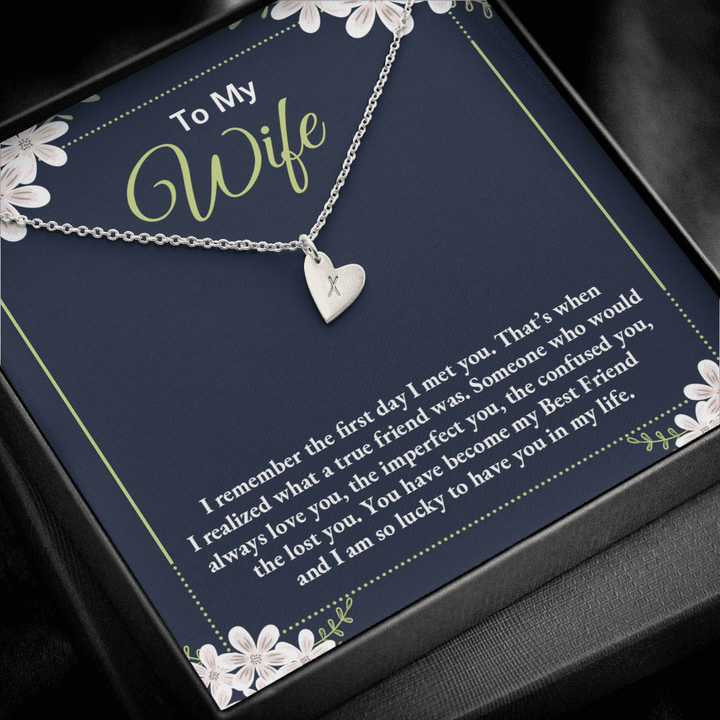 to my wife - i remember the first day i met you 2 Silver Necklace 1heart