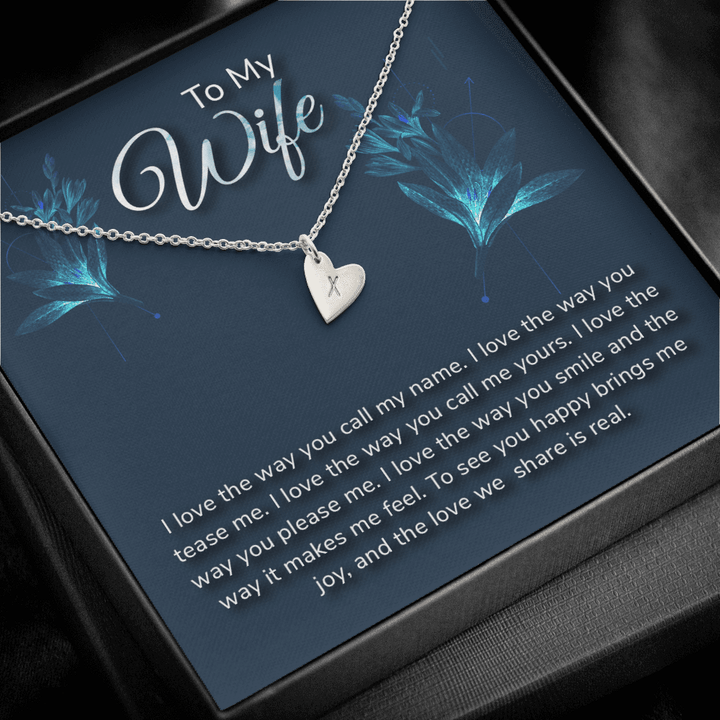 To my wife-I love the way Silver Necklace 1heart