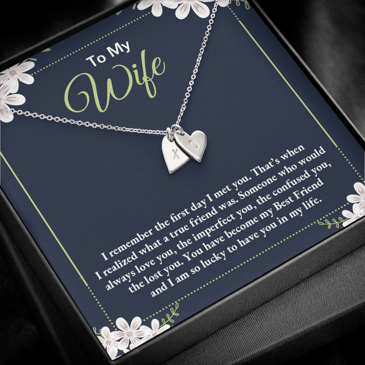 to my wife - i remember the first day i met you 2 Silver Necklace 1heart