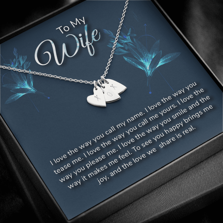 To my wife-I love the way Silver Necklace 1heart