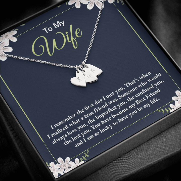 to my wife - i remember the first day i met you 2 Silver Necklace 1heart